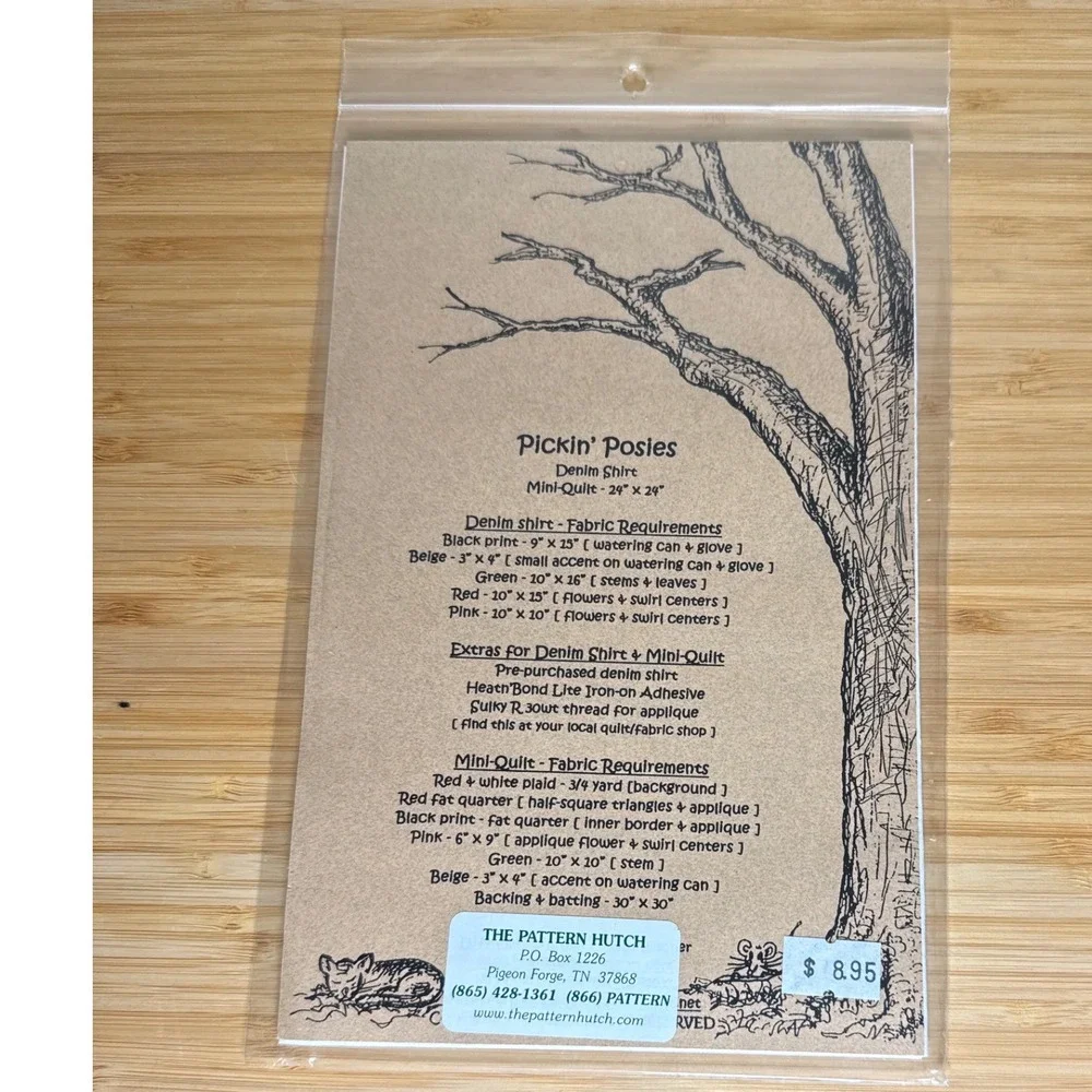 Out On A Limb Pickin Posies Sewing Pattern OS Brown Floral Applique Quilt 158